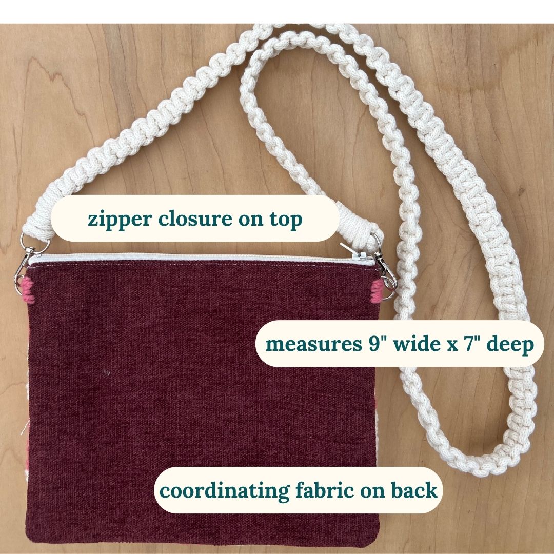 back of purse is maroon velour fabric