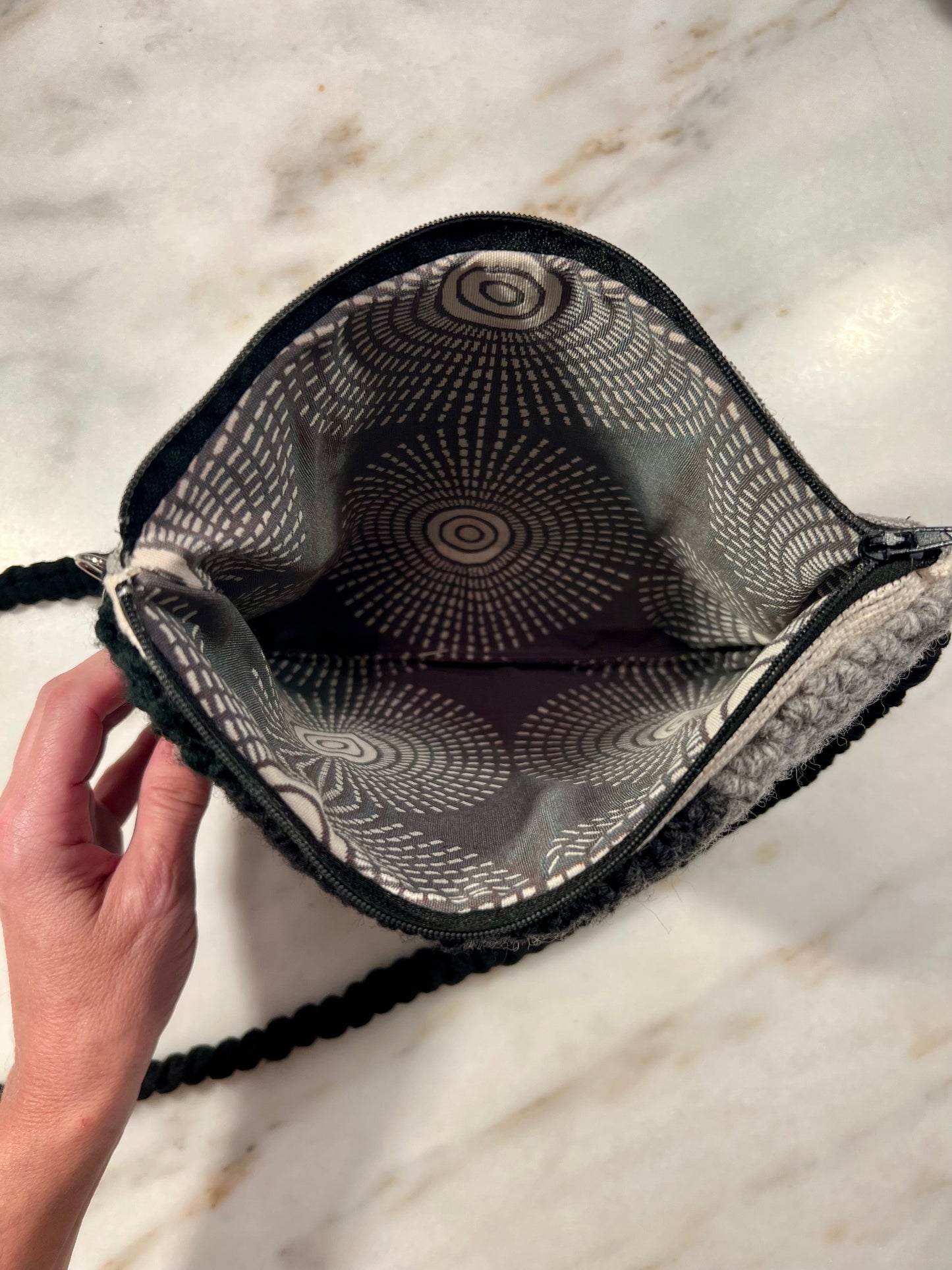Grey and Black Zipper Purse