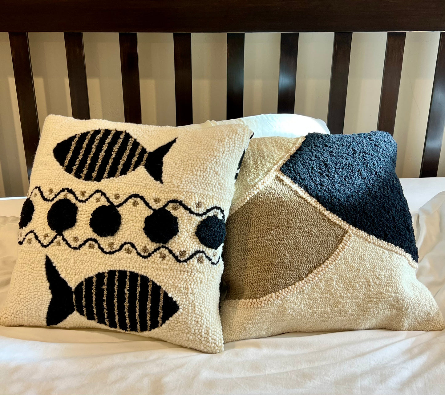 Black, Tan and Cream Fish Decorative Pillow