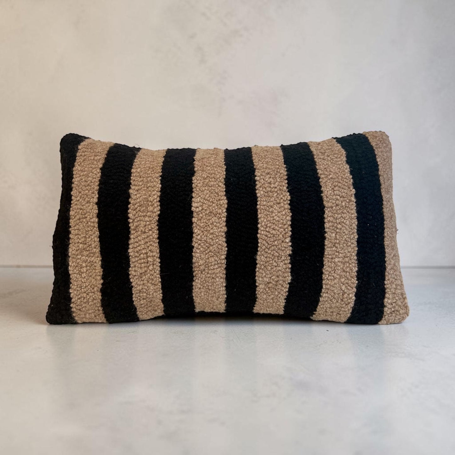 Black and Tan Textured Stripe Pillow
