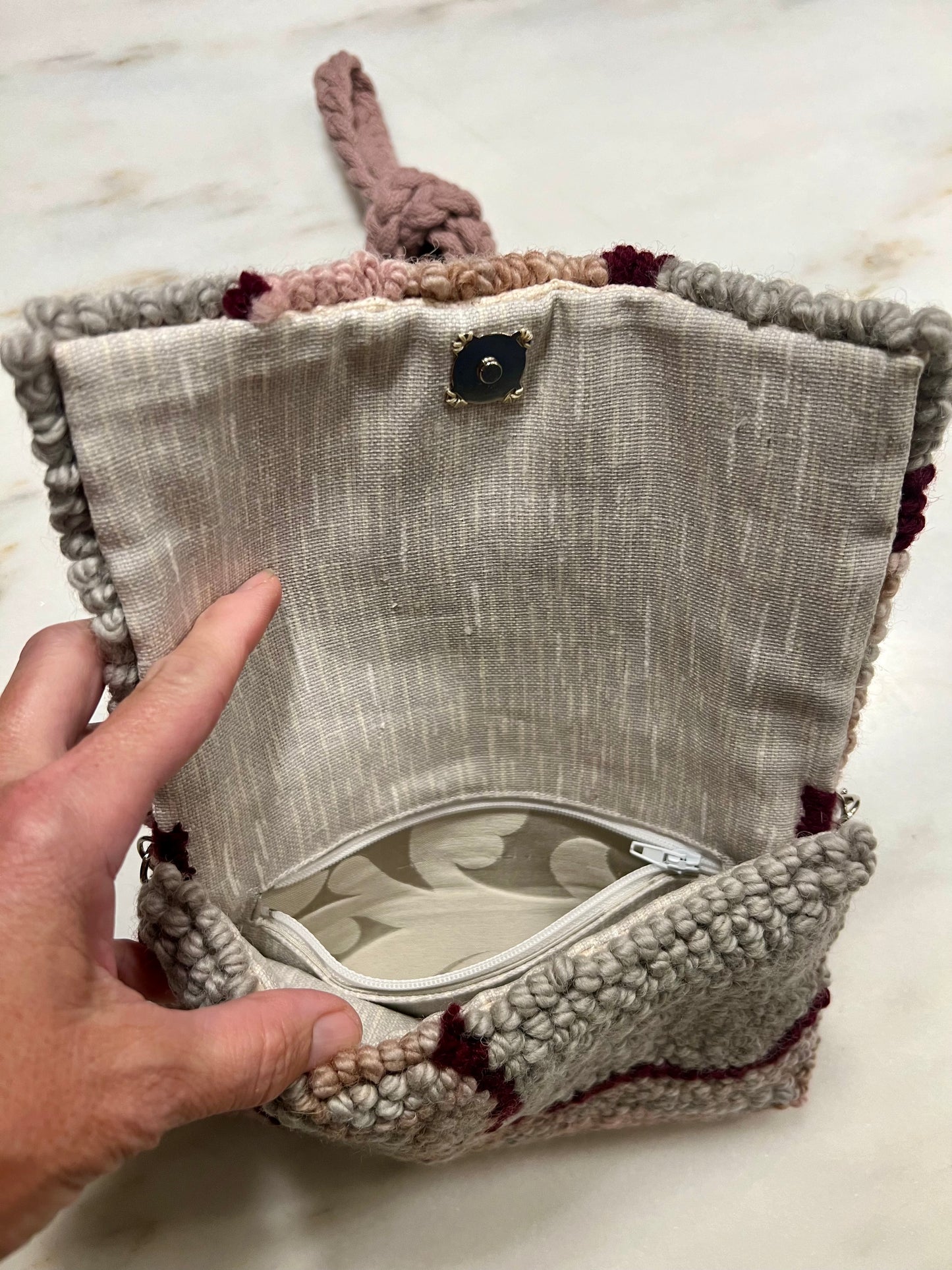 Grey/Raspberry Swirl Clutch