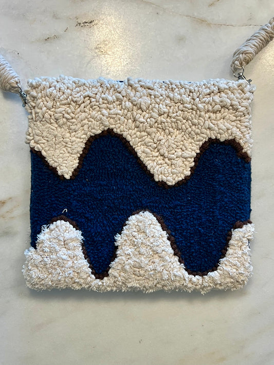 Navy and White Wavy Handbag