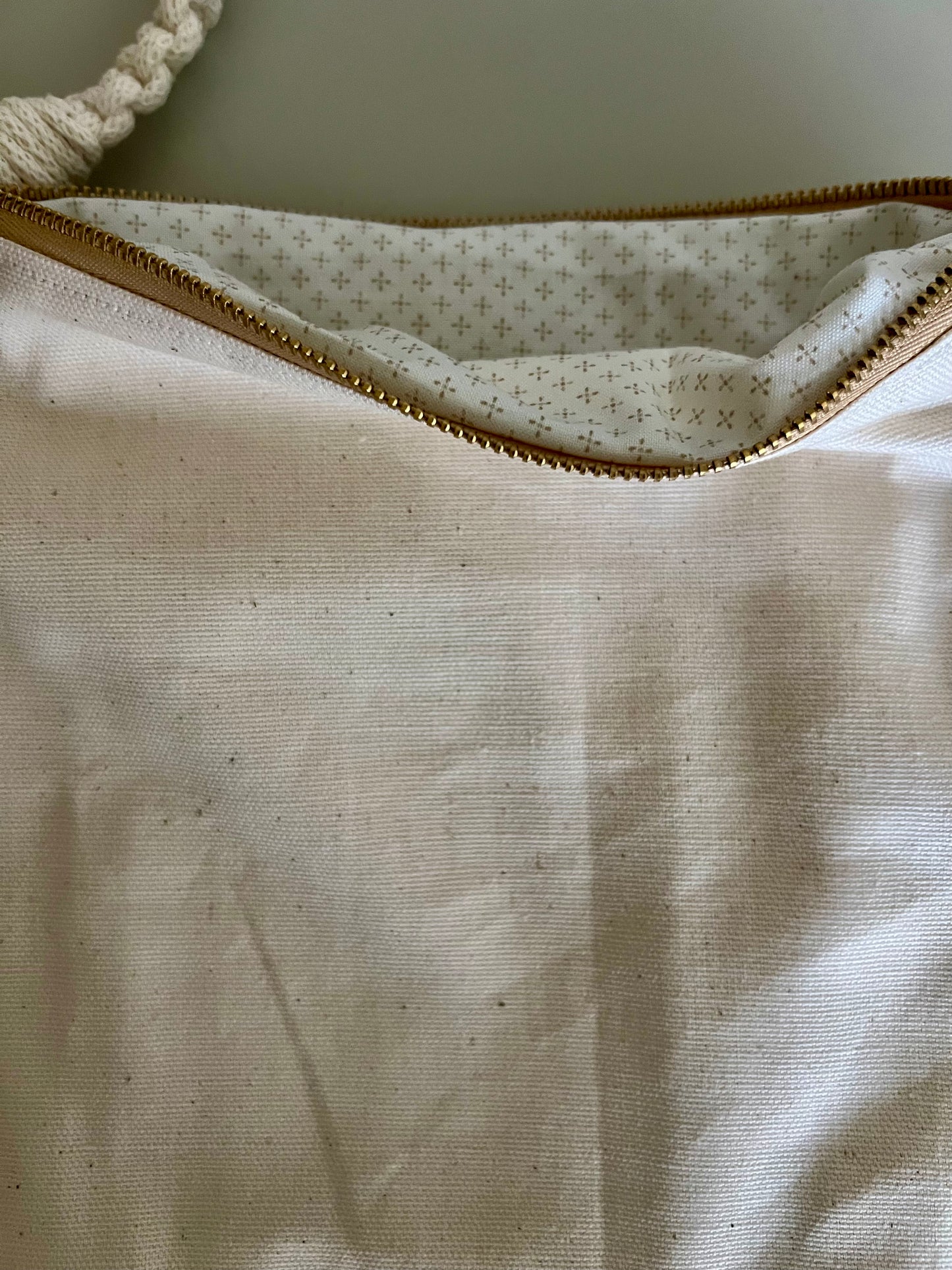 Neutral Rainbow and Cream Zipper Bag