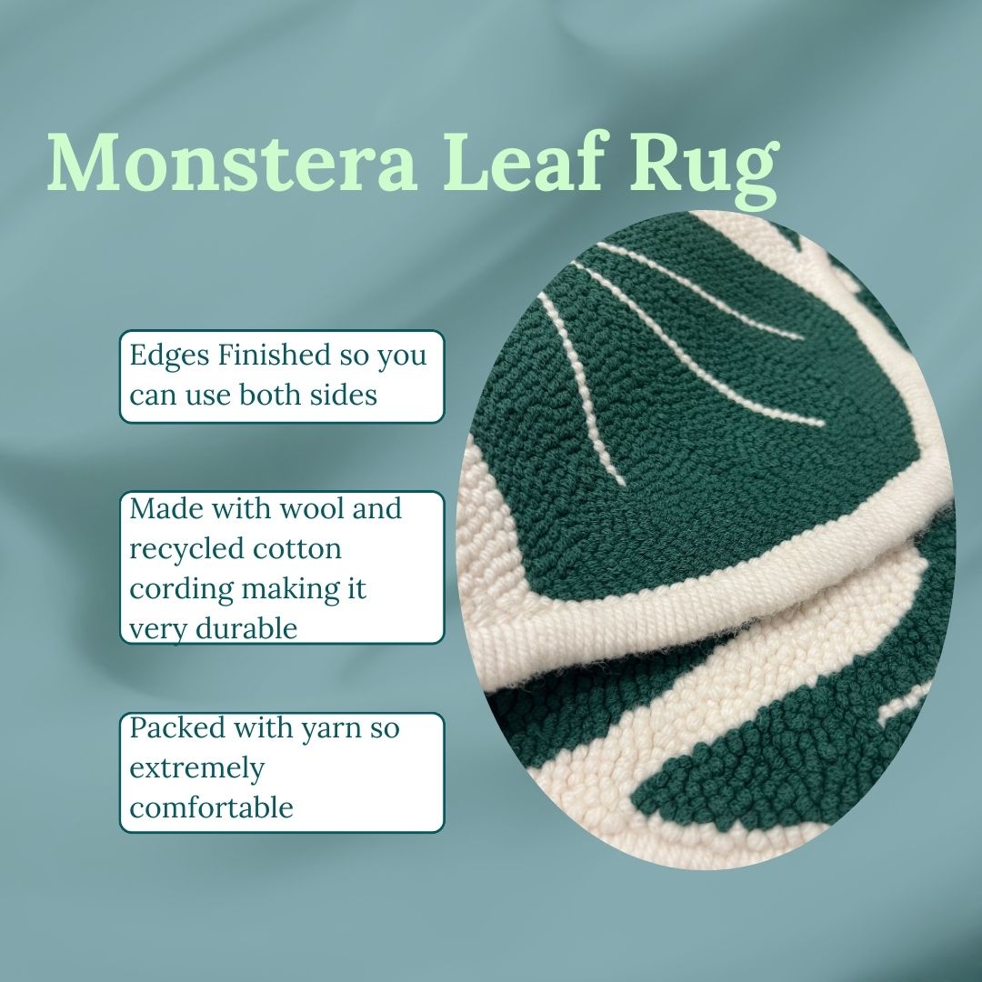 Edges finished so you can use both sides; made with wool and recycled cotton cording making it very durable; packed with yarn so extremely comfortable