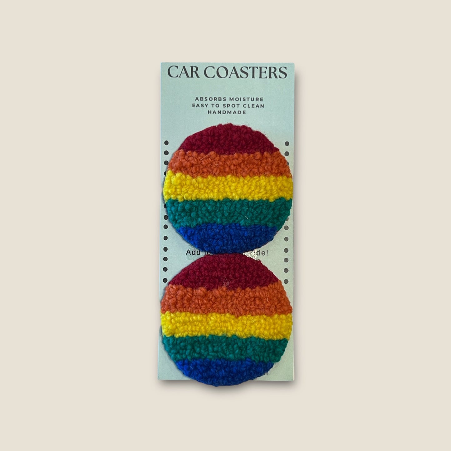 Rainbow Striped Car Coasters