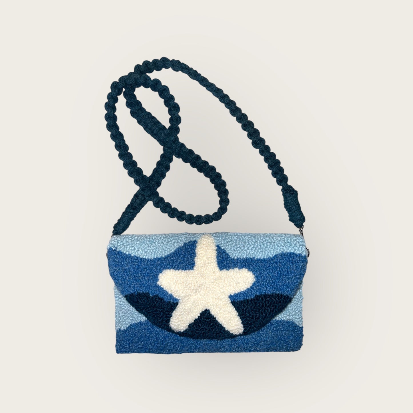 Blue Wavy Clutch with Starfish