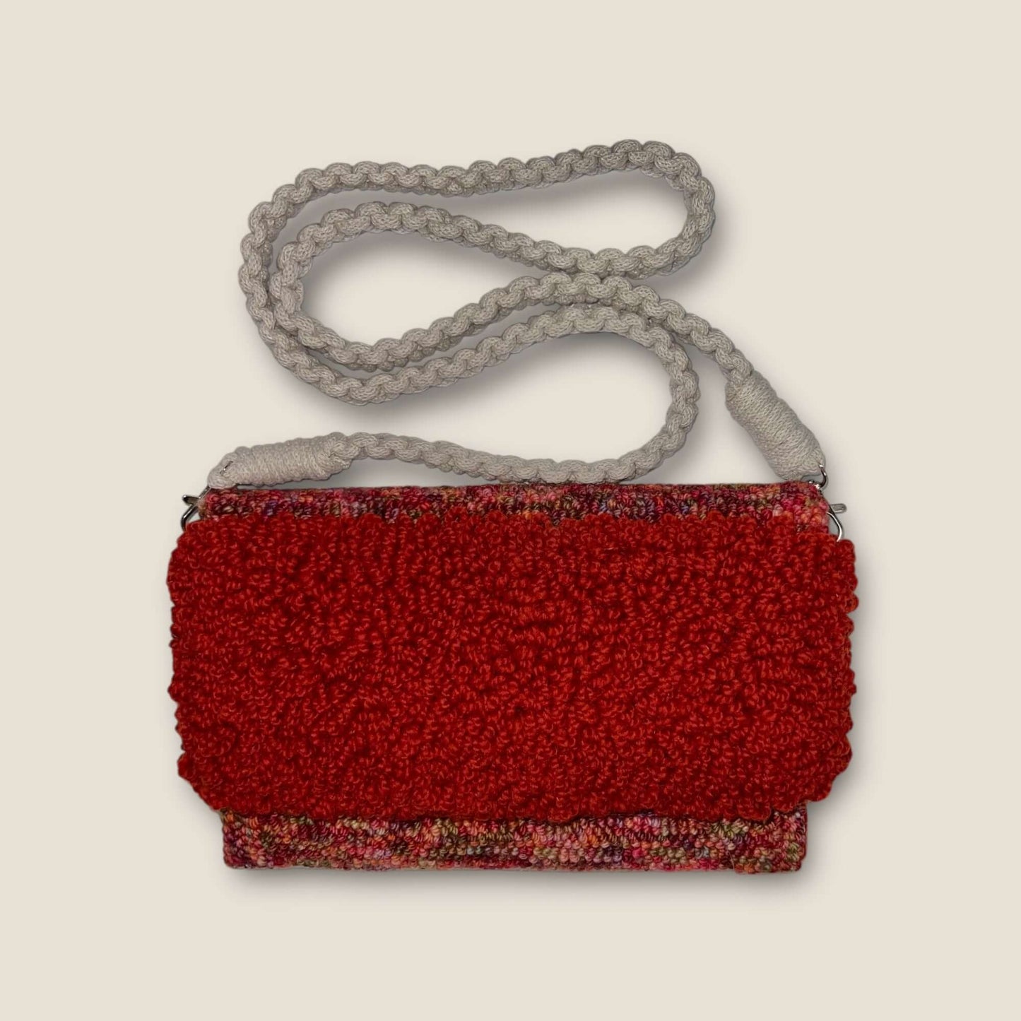 Red Variagated Clutch with Frill