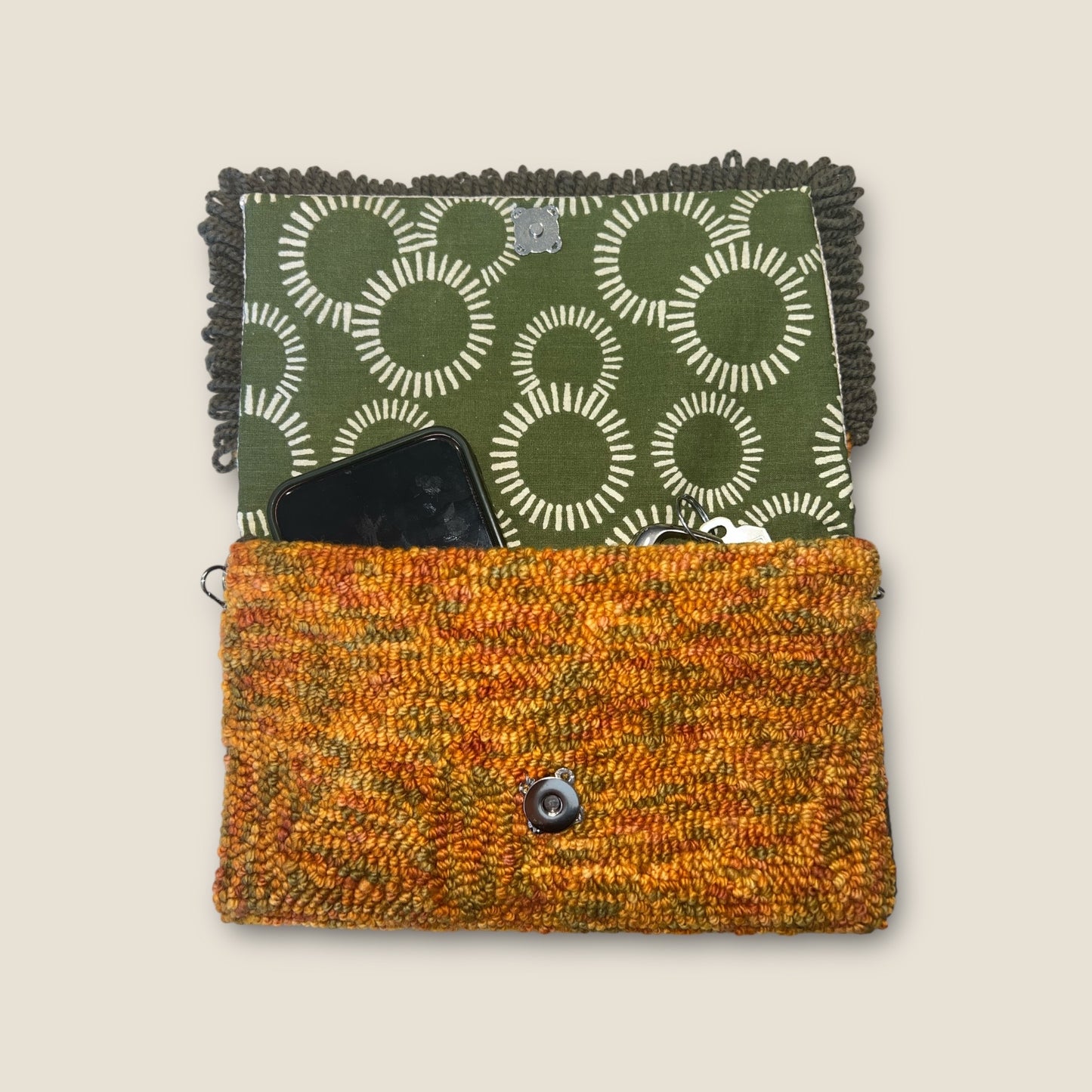 Orange Variagated Clutch with Green Frill