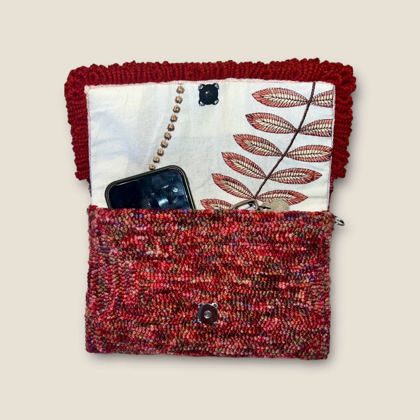 Red Variagated Clutch with Frill