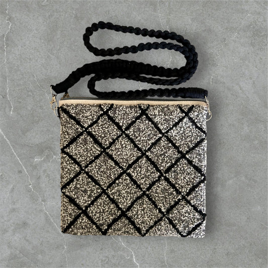 Grey and White Zipper Bag