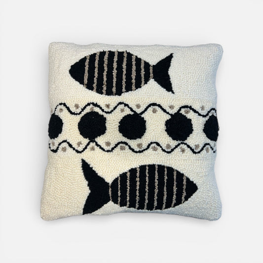 Black, Tan and Cream Fish Decorative Pillow