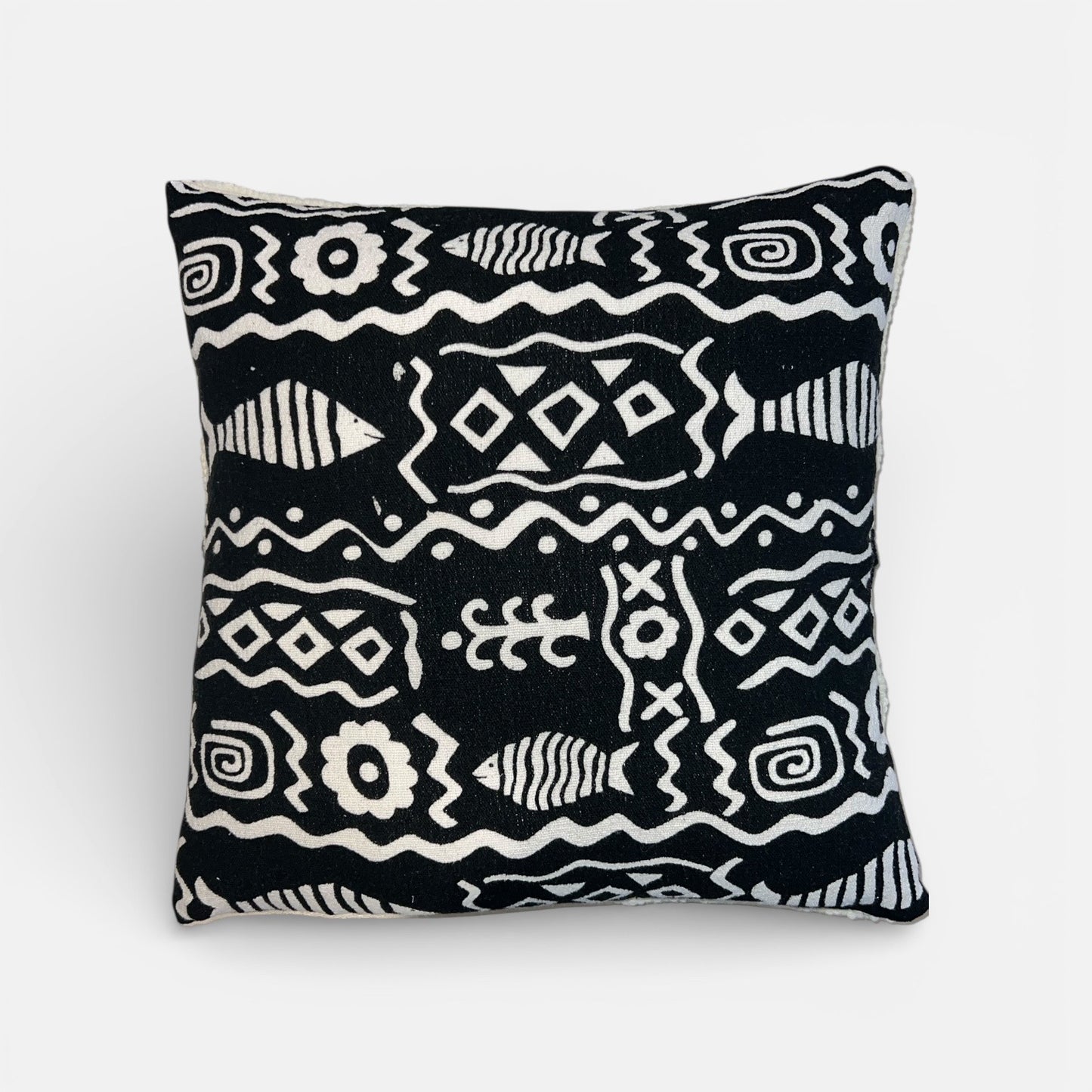 Black, Tan and Cream Fish Decorative Pillow