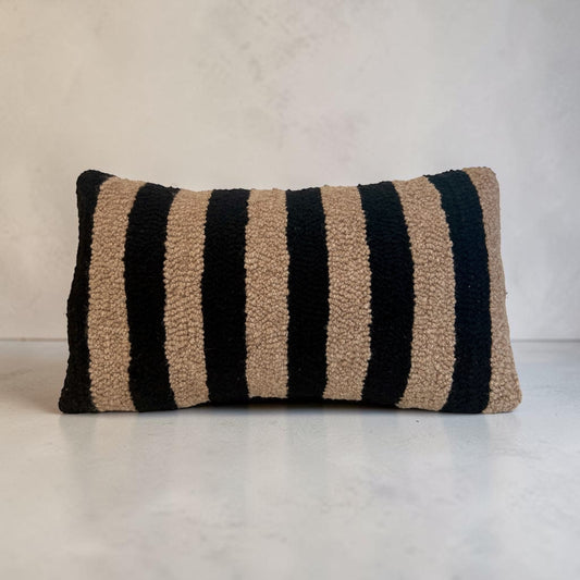 Black and Tan Textured Stripe Pillow