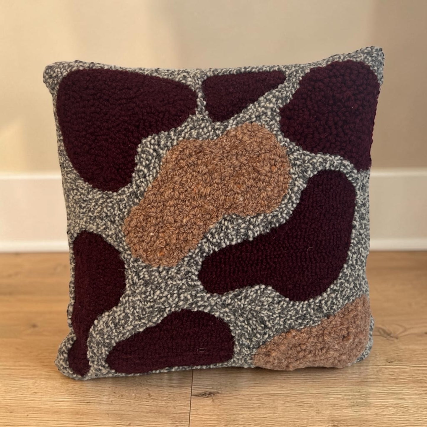 Grey and Burgundy Decorative Pillow
