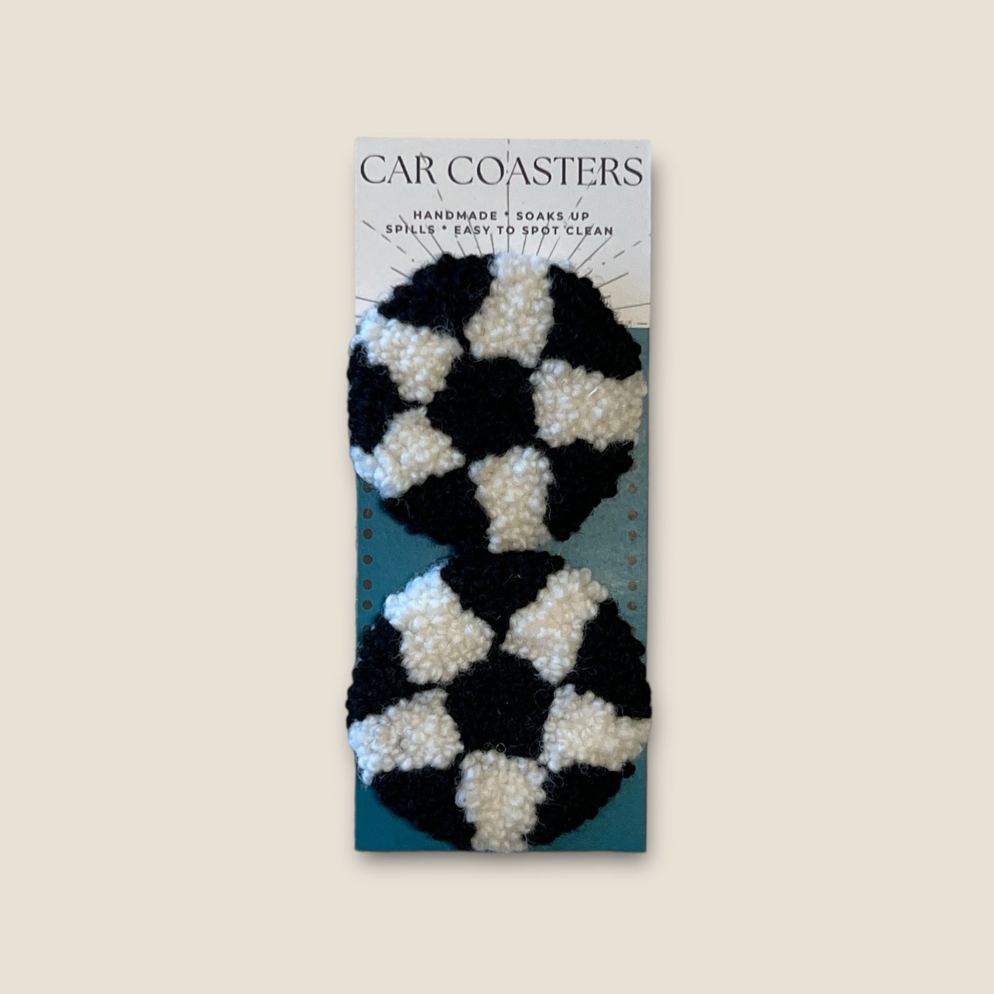 pair made of wool to put in the cup holder of your car for absorbing moisture of drink
