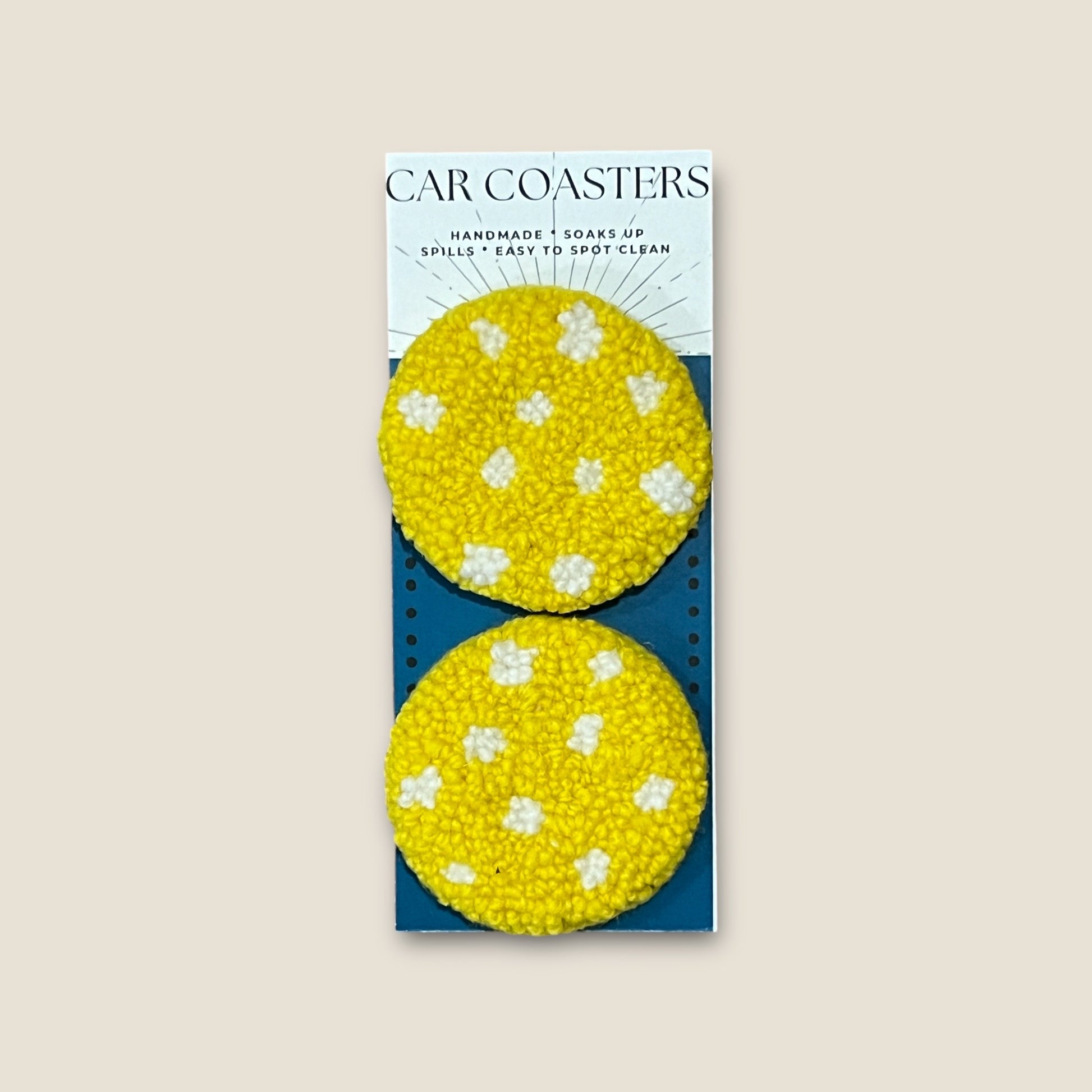 pair made of wool to put in the cup holder of your car for absorbing moisture of drink